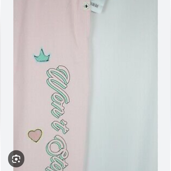 Disney Pink Sweat pants Jogger pants- Princess crown/heart "won't stop dreaming" - Picture 2 of 4
